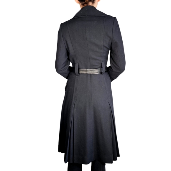 Teresa Tardia Wool Blend Black Belted Midi Fit and Flare Jacket - Picture 5 of 15